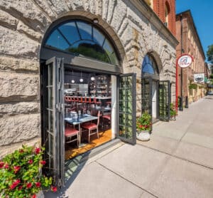 custom bi-fold doors open the restaurant up to the street, enticing passersby.