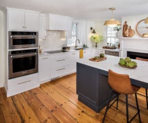modern white kitchen design in a historic home in Providence, RI