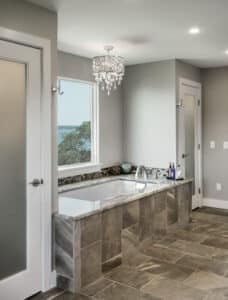 2014 bathroom with brown stone and grey walls