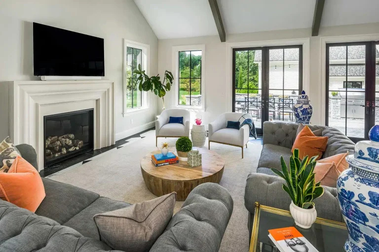 The interior of a great room addition in East Greenwich Rhode Island by the design-build team at Red House Design Build.